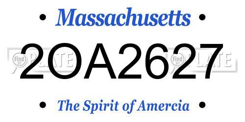 2OA2627 Massachusetts License Plate