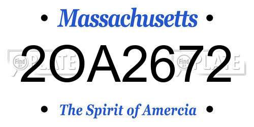2OA2672 Massachusetts License Plate