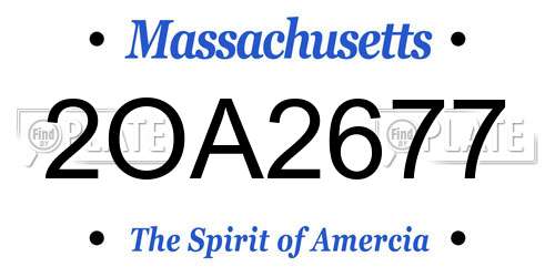 2OA2677 Massachusetts License Plate