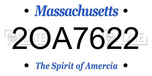 2OA7622 Massachusetts License Plate