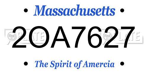 2OA7627 Massachusetts License Plate