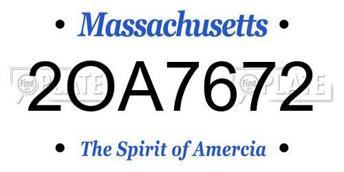 2OA7672 Massachusetts License Plate