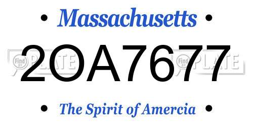 2OA7677 Massachusetts License Plate