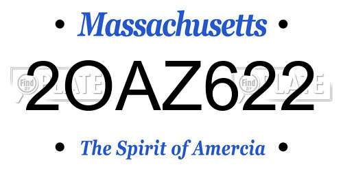 2OAZ622 Massachusetts License Plate