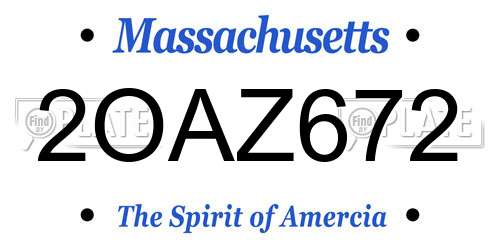 2OAZ672 Massachusetts License Plate