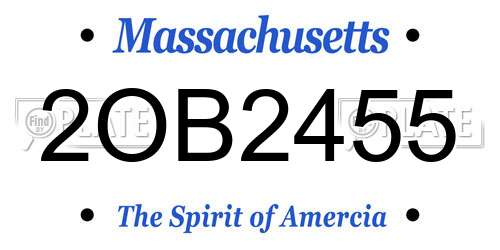 2OB2455 Massachusetts License Plate