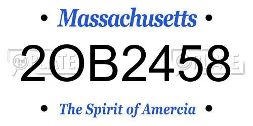2OB2458 Massachusetts License Plate