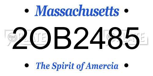 2OB2485 Massachusetts License Plate