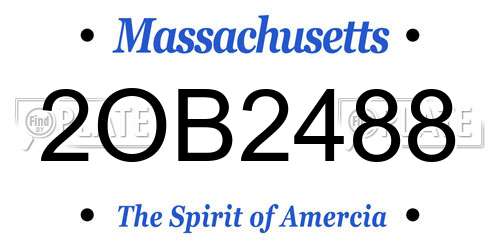 2OB2488 Massachusetts License Plate