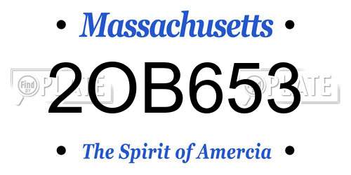 2OB653 Massachusetts License Plate