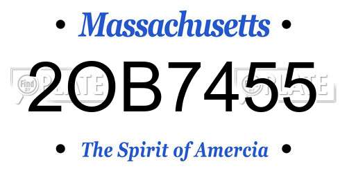 2OB7455 Massachusetts License Plate