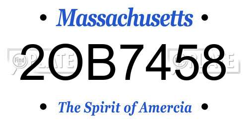 2OB7458 Massachusetts License Plate