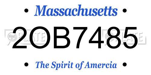 2OB7485 Massachusetts License Plate