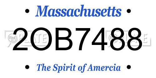 2OB7488 Massachusetts License Plate