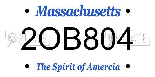 2OB804 Massachusetts License Plate