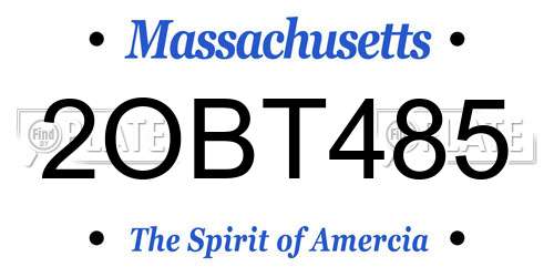 2OBT485 Massachusetts License Plate