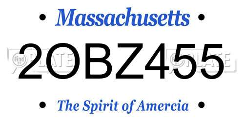 2OBZ455 Massachusetts License Plate