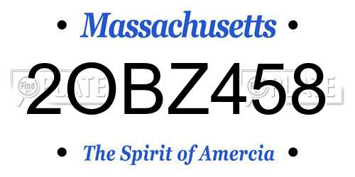 2OBZ458 Massachusetts License Plate