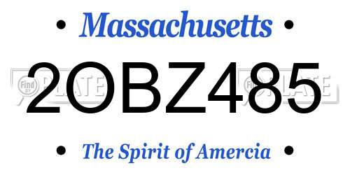 2OBZ485 Massachusetts License Plate