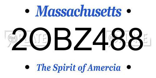 2OBZ488 Massachusetts License Plate