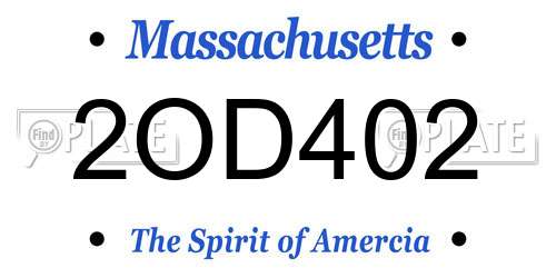 2OD402 Massachusetts License Plate