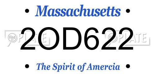2OD622 Massachusetts License Plate