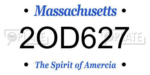 2OD627 Massachusetts License Plate