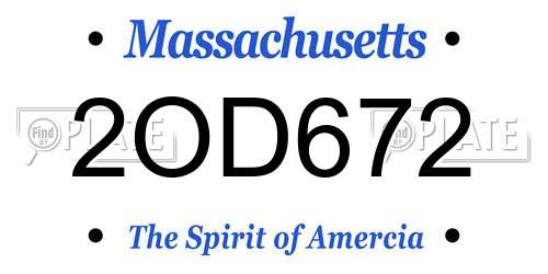 2OD672 Massachusetts License Plate