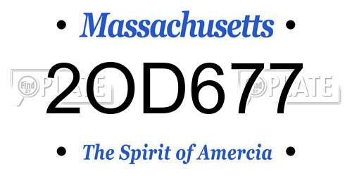 2OD677 Massachusetts License Plate