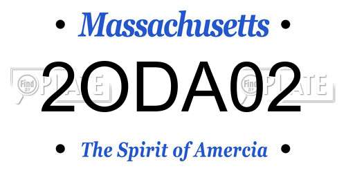 2ODA02 Massachusetts License Plate