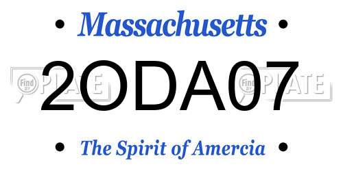 2ODA07 Massachusetts License Plate