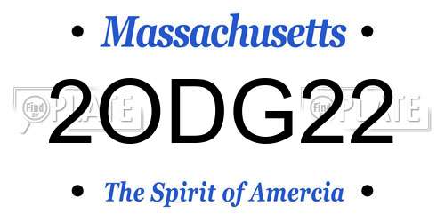 2ODG22 Massachusetts License Plate