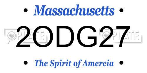2ODG27 Massachusetts License Plate