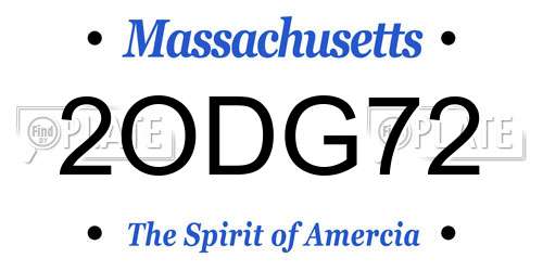 2ODG72 Massachusetts License Plate