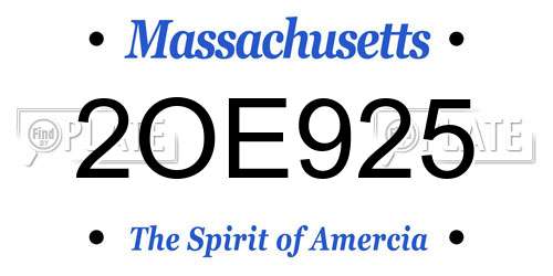 2OE925 Massachusetts License Plate