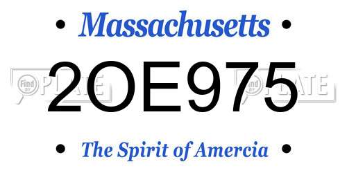 2OE975 Massachusetts License Plate