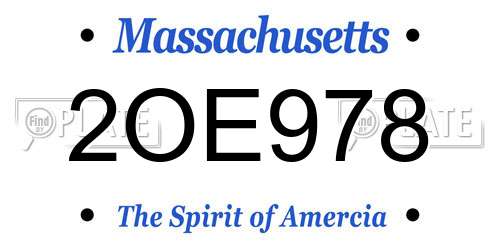 2OE978 Massachusetts License Plate