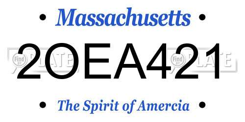 2OEA421 Massachusetts License Plate