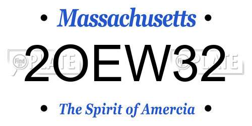 2OEW32 Massachusetts License Plate
