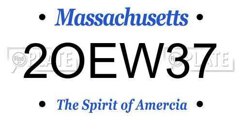 2OEW37 Massachusetts License Plate