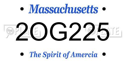 2OG225 Massachusetts License Plate