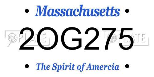 2OG275 Massachusetts License Plate