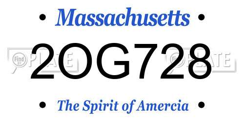 2OG728 Massachusetts License Plate