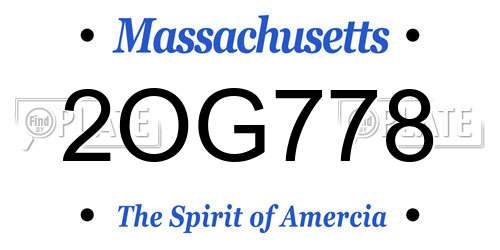 2OG778 Massachusetts License Plate