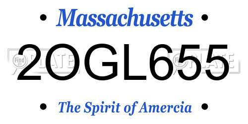 2OGL655 Massachusetts License Plate