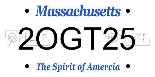 2OGT25 Massachusetts License Plate