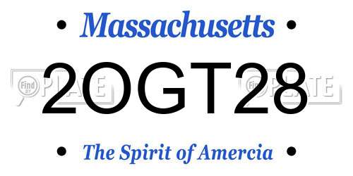 2OGT28 Massachusetts License Plate