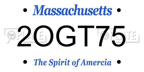 2OGT75 Massachusetts License Plate