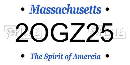 2OGZ25 Massachusetts License Plate