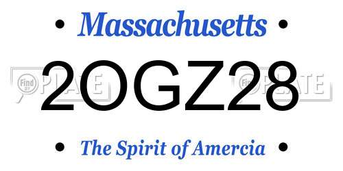 2OGZ28 Massachusetts License Plate